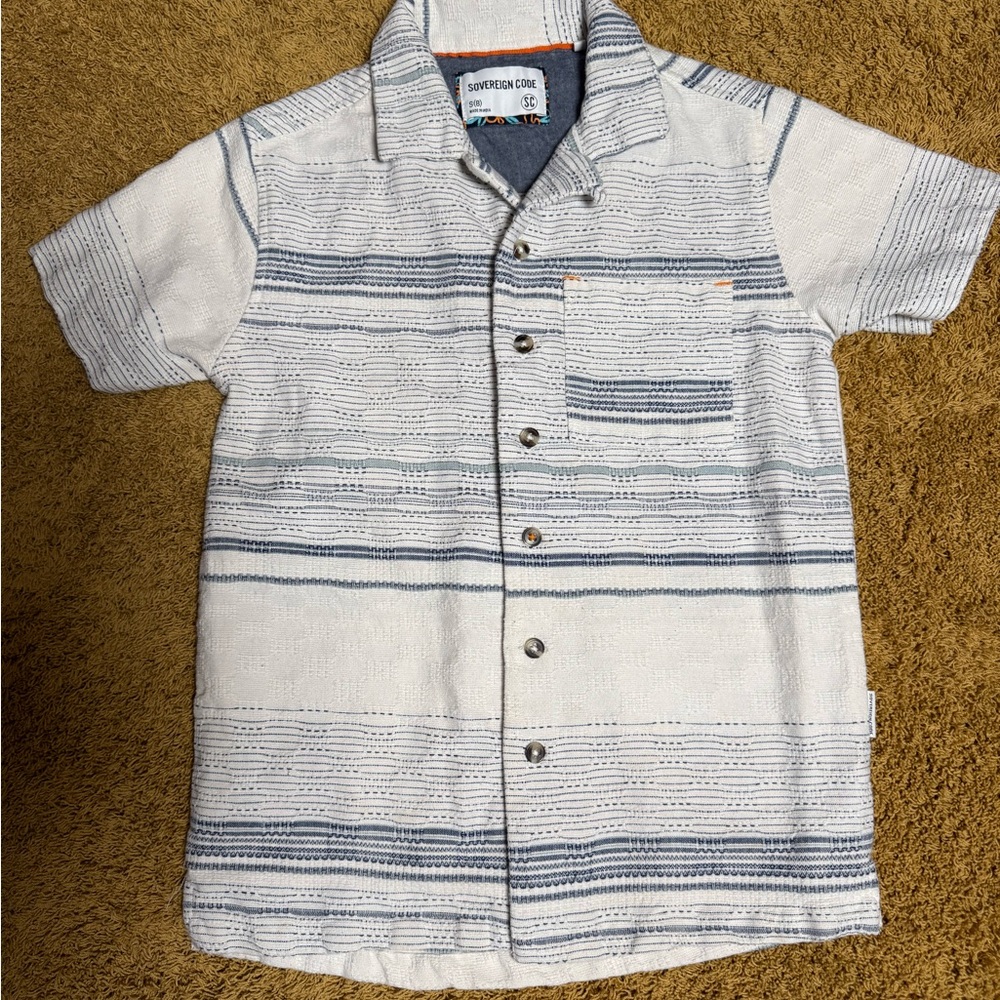 Sovereign Code Kids Button Down Shirt in Blue and White
